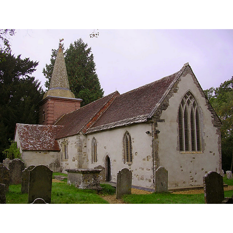 Source caption: "This is the Parish Church of Brockenhurst, reputedly the oldest in the New Forest. The notice board at the gate says that a church has existed on this hilltop site since about 800AD. The Norman builders in 1086 used some of the original Saxon walling as they raised the building. The church was enlarged by the Victorians but in the south wall of the old Nave there is some Saxon herring-bone masonry. The south doorway is a fine example of Norman work with chevron mouldings. The yew tree visible to the left of the tower is probably over 1000 years old."