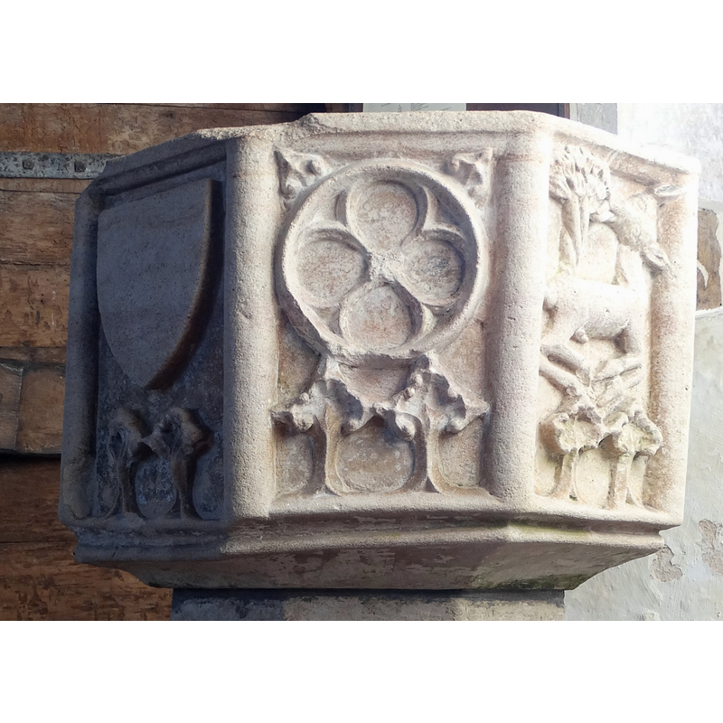 with two little trees below -- on the panel facing north