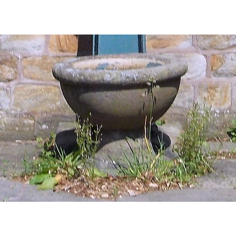 Source caption: "Victorian water pump in Barlow" -- seen here is the trough, looking suspiciously like a modern baptismal font