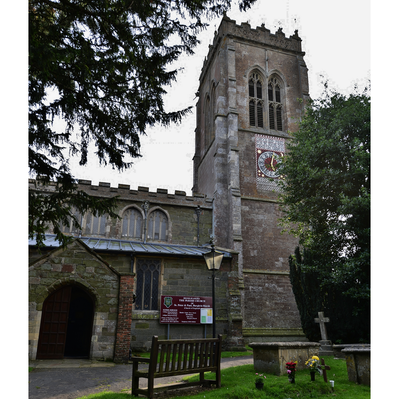 Source caption: "Burgh le Marsh, St. Peter and St. Paul's Church. The inscription round the Victorian clock reads: Watch and pray for ye know not when the time is".