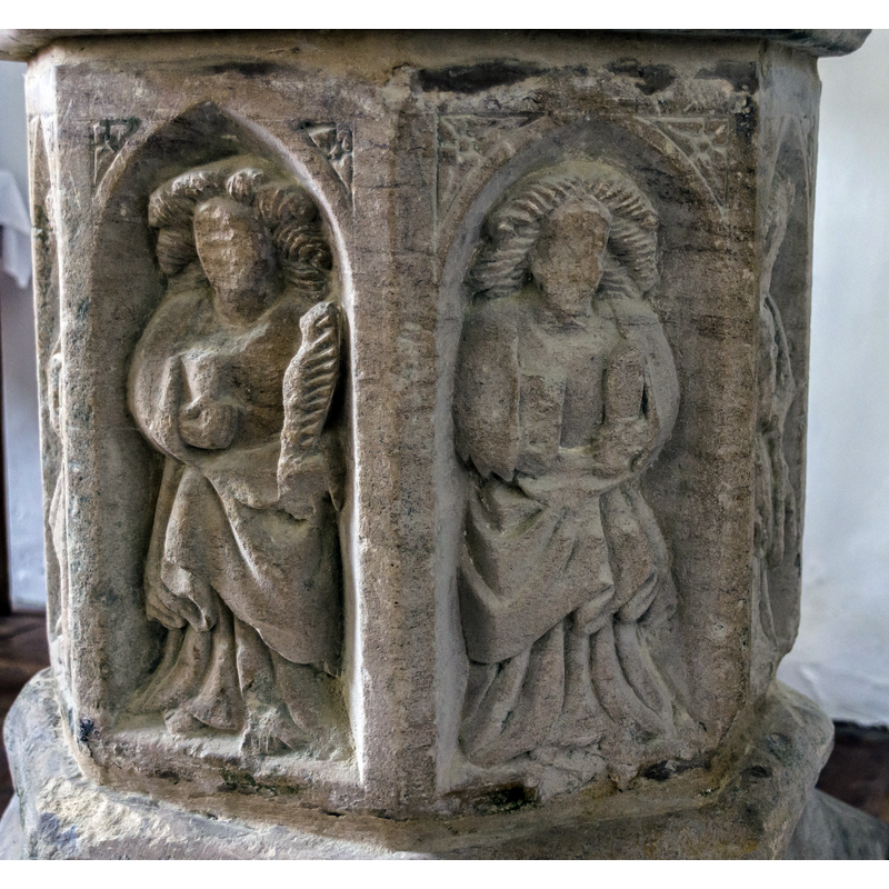 the font originally from Low Toynton,now in the interior of Clixby All Hallows