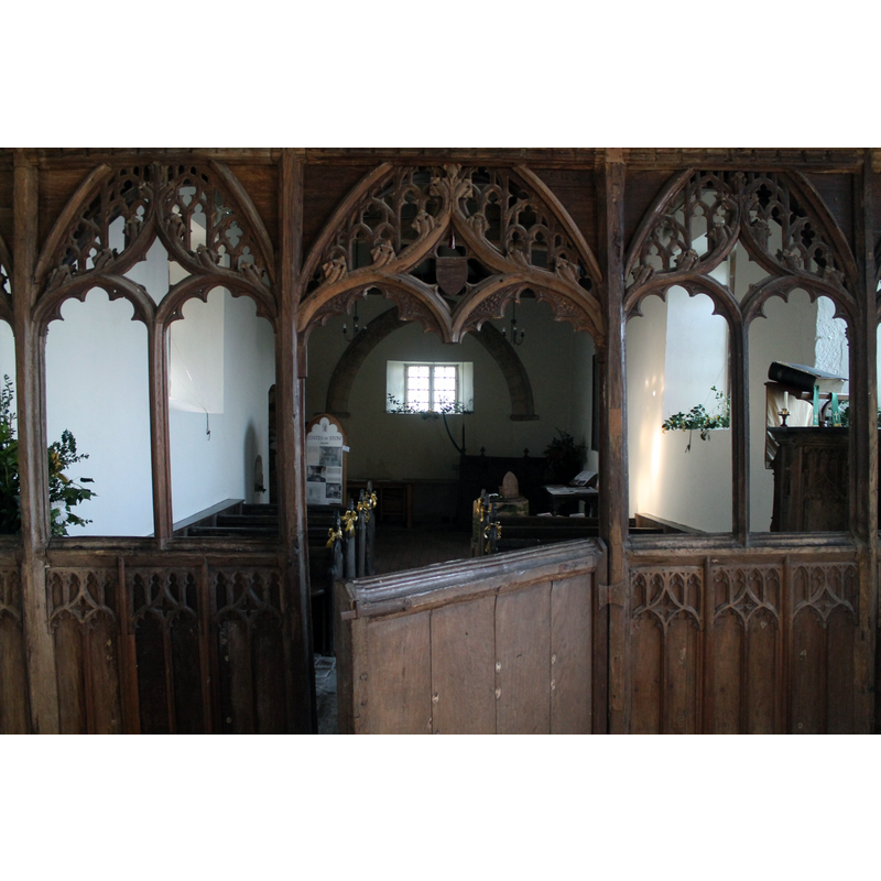 Source caption: "Rood Screen, St Edith's church, Coates. Looking towards the blocked west arch."