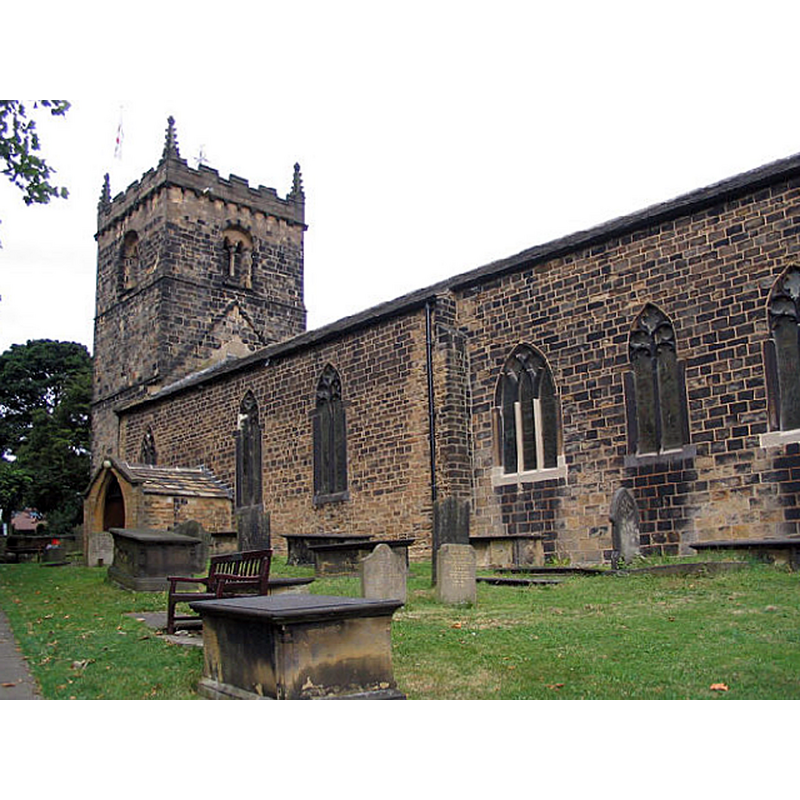 Source caption: "The parish church of Woodkirk, is dedicated to St. Mary and was mentioned in the Domesday Book of 1086, when West Ardsley was part of the Manor of Wakefield."