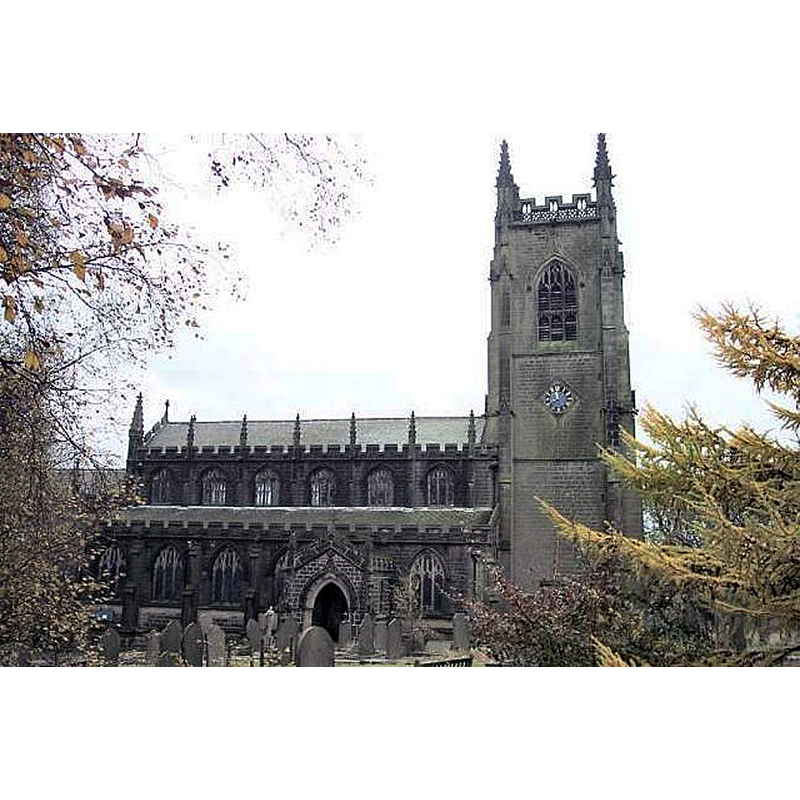 the modern church was built in the churchyard of the medieval one, now in ruins