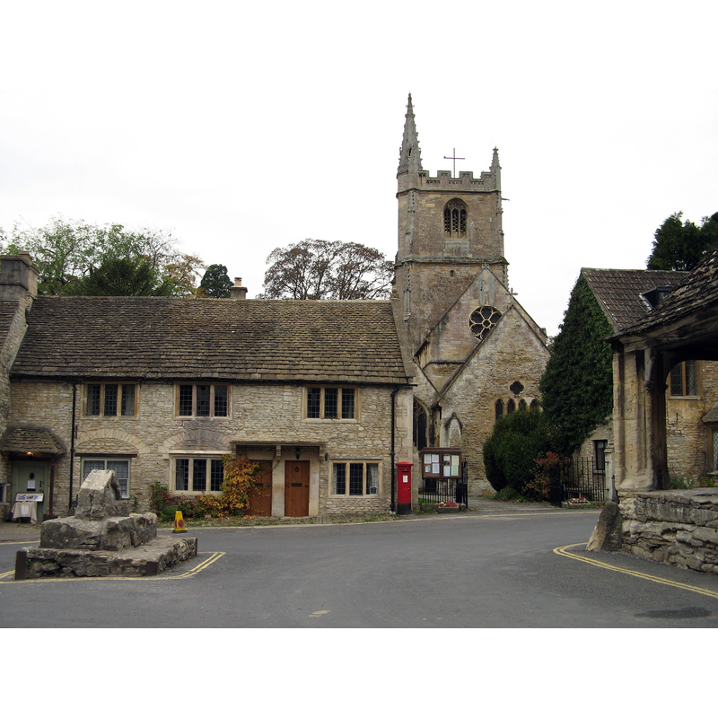 Source caption: "Castle Combe in the road on the left is the "butter cross" used to be for tethering & mounting horses."