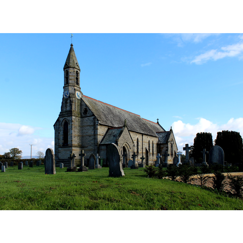 Source caption: "St. John the Evangelist Church, Dalton. Grade II Listed Building built by William Butterfield in 1868, serving the ecclesiastical needs of Dalton village."