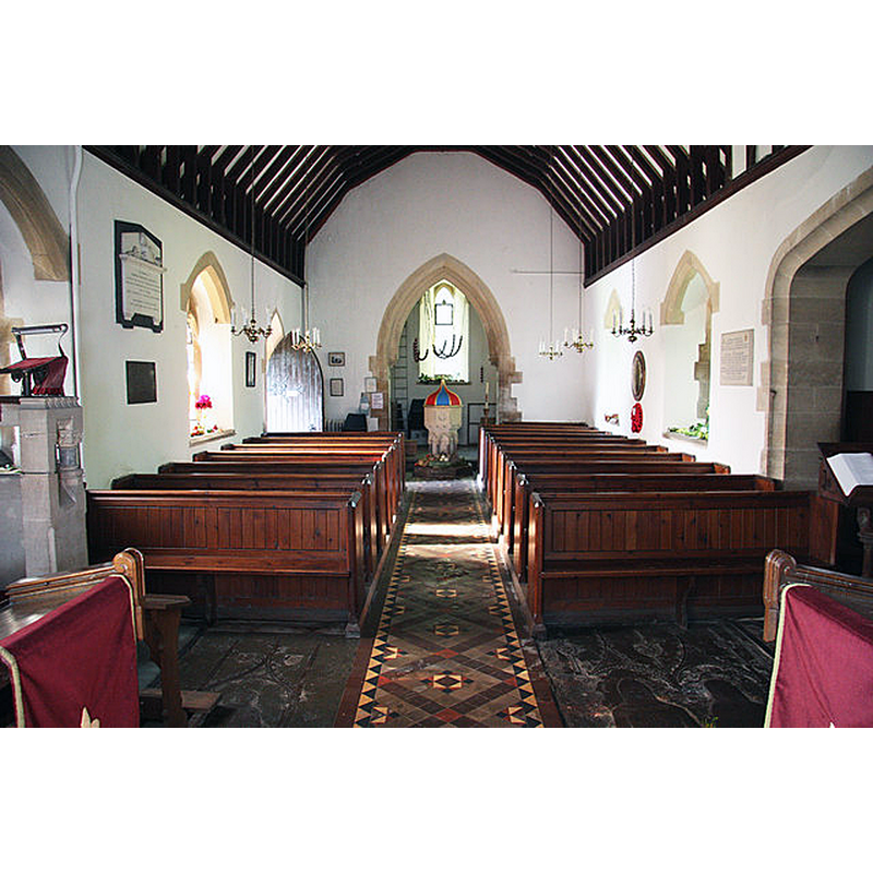 Source caption: "St.Peter's nave. View west in St.Peter's nave rebuilt by James Fowler in 1870 on the site of the medieval church".