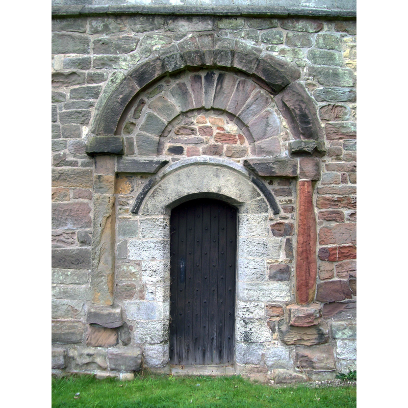 Source caption: "Saxon Doorway, Laughton en le Morthen. This ancient porticus is situated at the north entrance to All Saints Church. It contains Saxon work making it one of the oldest surviving man-made structures in South Yorkshire."