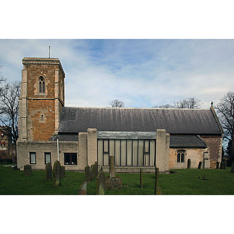Source caption: "St.Bartholomew's church, Keelby, Lincs. A much restored medieval church with a modern addition to the south".