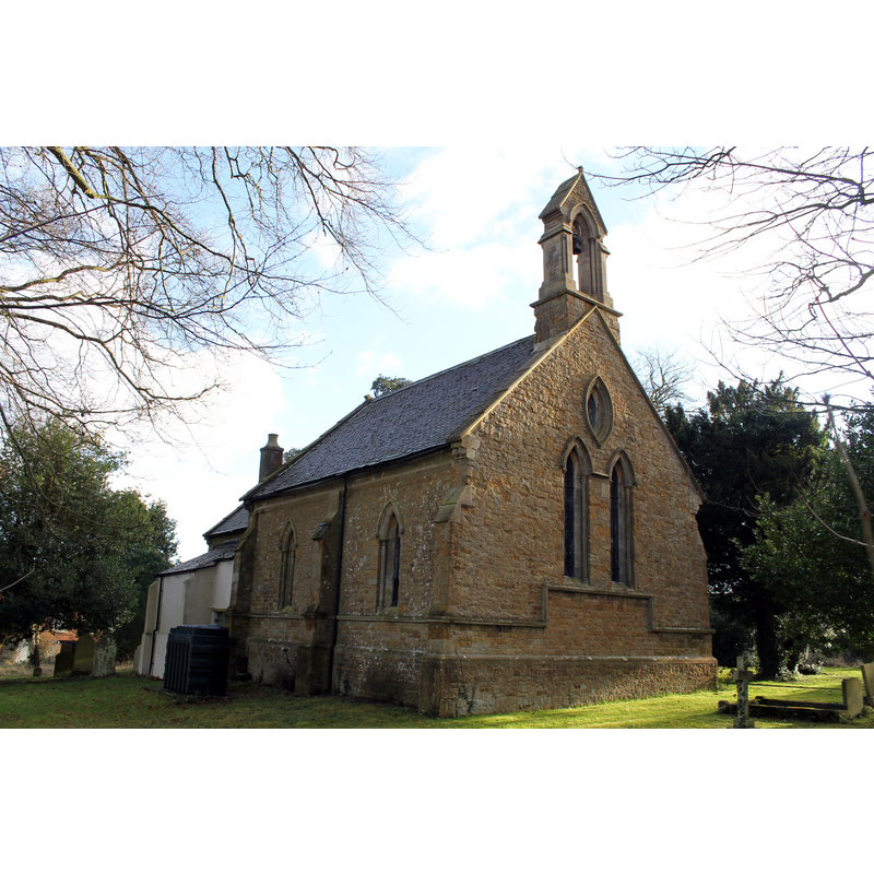 Source caption: "[...] Little is known about the previous church which probably dated back to Norman times. The medieval church was partly demolished in the 17th century, although it had been previously well-kept at the end of Queen Elizabeth I reign. The present church was built in 1847 by W A Nicholson. [...]"