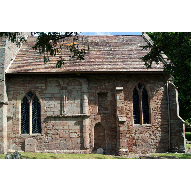 Source caption: "Dymock Church (St. Mary the Virgin), 23 June 2015. Mainly 12th Century Norman. The chancel has a curious Norman arcade."