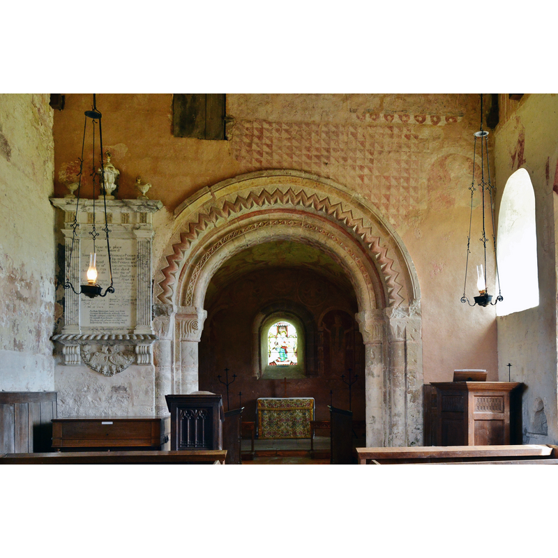 Source caption: "Kempley, St. Mary's Church: The Norman chancel arch".