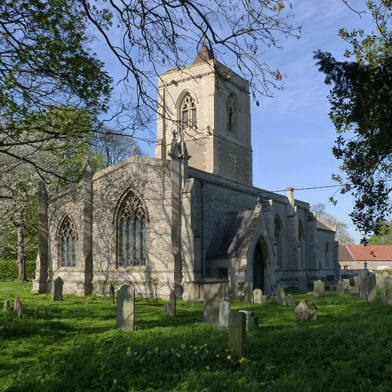 Source caption: "St Mary's Church, Staunton in the Vale. View from the south (the church is not aligned east-west). This southern side of the church was the most rebuilt part during the 19th century restorations. The windows are in Decorated style and are thought to replicate the original tracery."