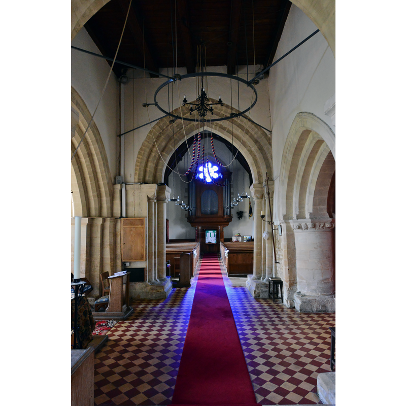 Source caption: "Great Rissington, St. John the Baptist's Church: The crossing with pointed arches on all four sides".