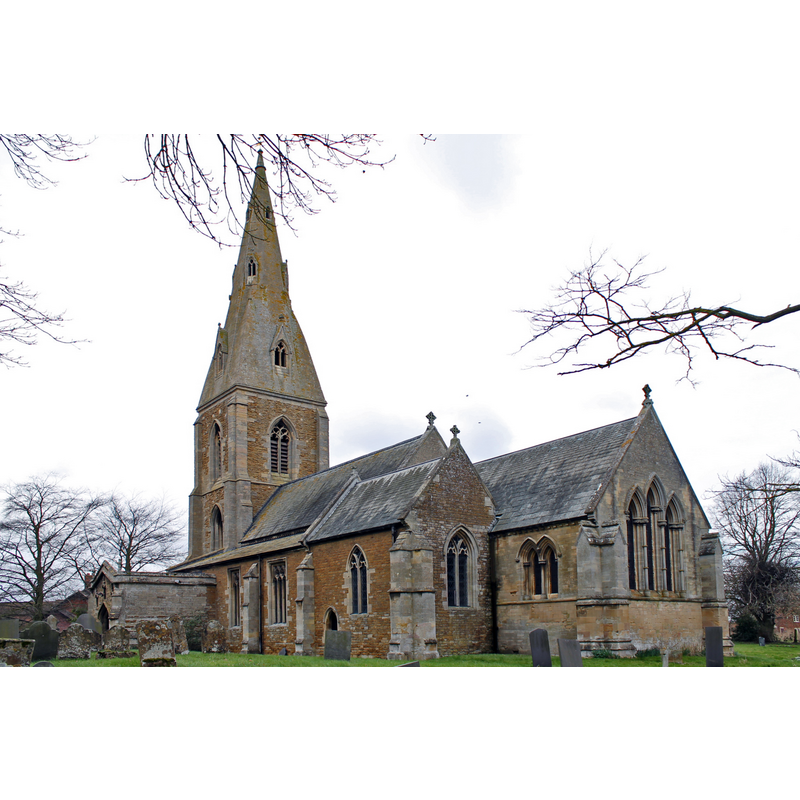 Source caption: "The church was built in the late 12th century, early 13th century onwards. It was restored in 1881."