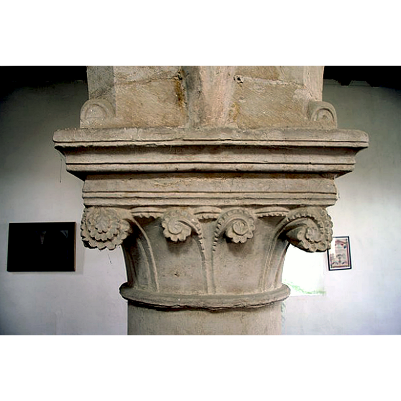 Source caption: "Norman capital. Elaborate capital of c1200 in the north arcade of St.Peter's church".