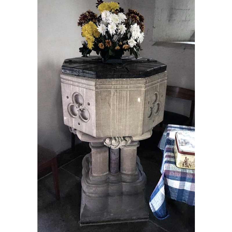 the modern font of the 1871 restoration of this church [cf. FontNotes]