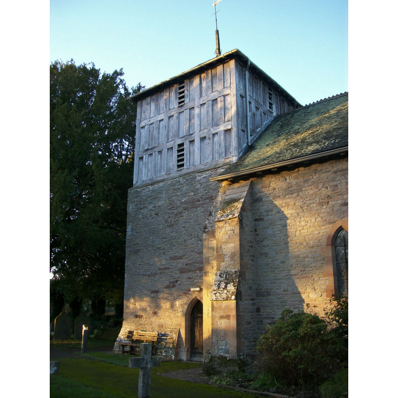 Source caption: "West tower of the parish church of St Michael and All Angels, Winforton, Herefordshire, seen from the southeast".