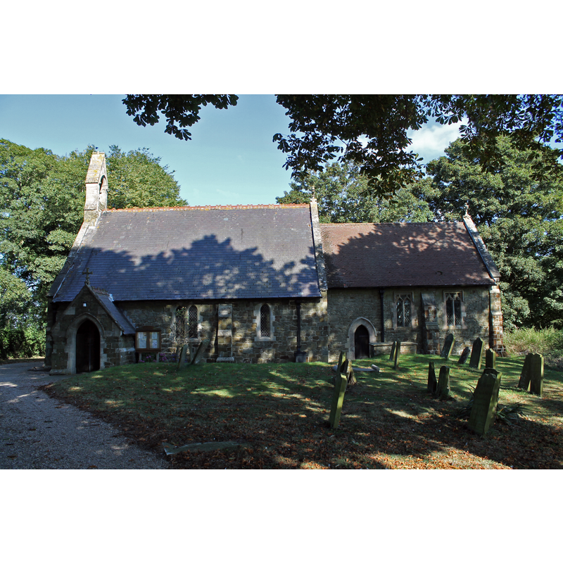 Source caption: "St Martin's church, Scamblesby. [...] Built in 1893 by R.H. Fowler using parts of older 12th C church. It consists of chancel and nave with north and south aisles and a western bellcote. There is a 12th C font, but the rest is mostly 19th C work."