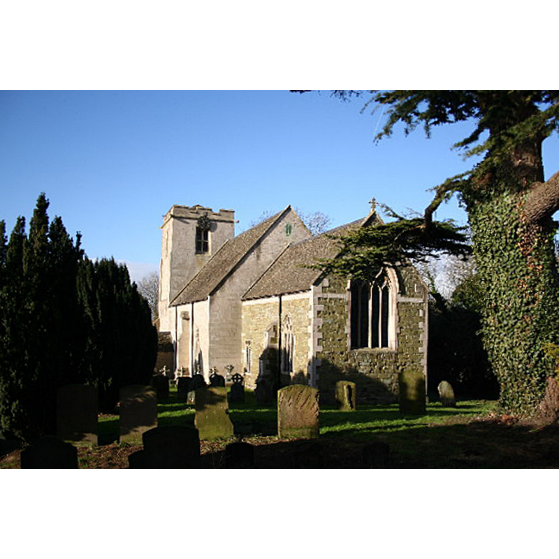 Source caption: "St.Peter & St.Paul's church, Skendleby, Lincs. The best view of an over-restored Saint Peter & Paul's church, the great Cedar tree and greenstone chancel. The rest by Sir G.G.Scott in 1875."