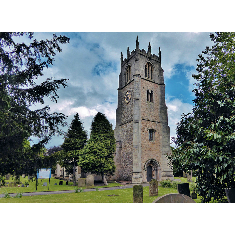 Source caption: "Saint John the Evangelist, Carlton in Lindrick. A church here dates back to Saxon times, and the doorway shows Norman influence".