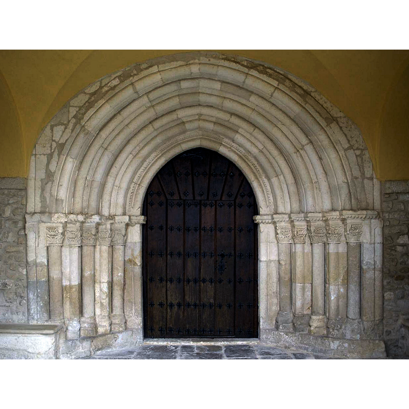 there are two south portals in this church; this one, inside a porch, opens into the west end of the nave