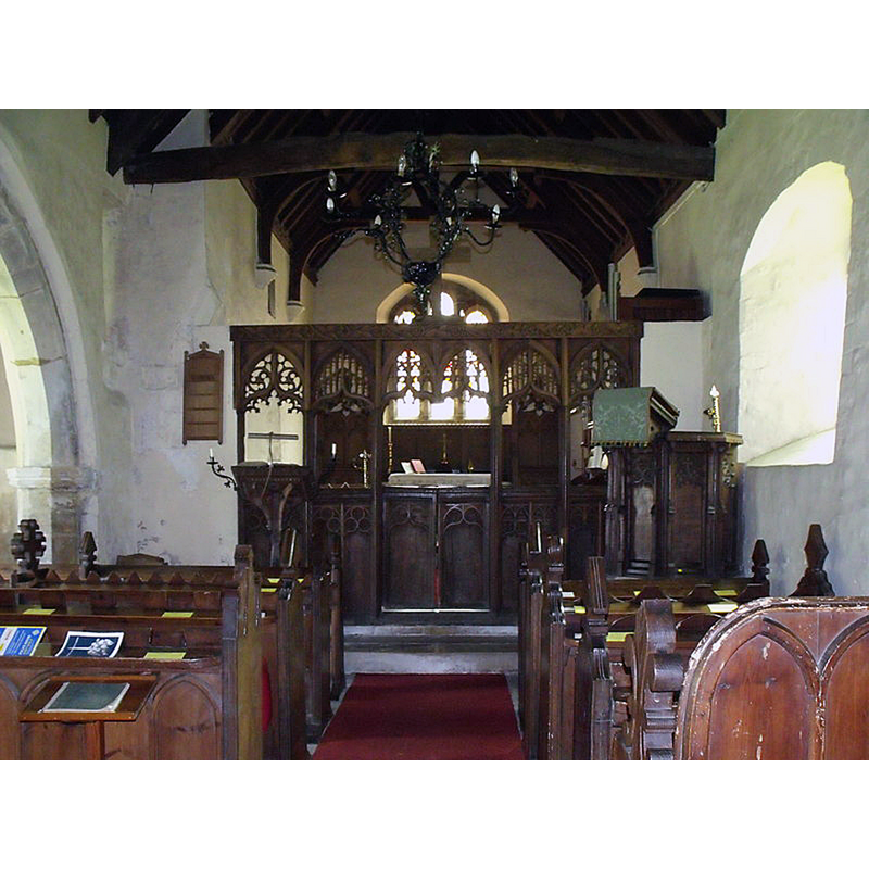 Source caption: "Interior, St Germain's church, Thurlby. Originally 12th C. but little remains. There is a north arcade from about 1300, but was rebuilt in 1820. Restored in 1843".