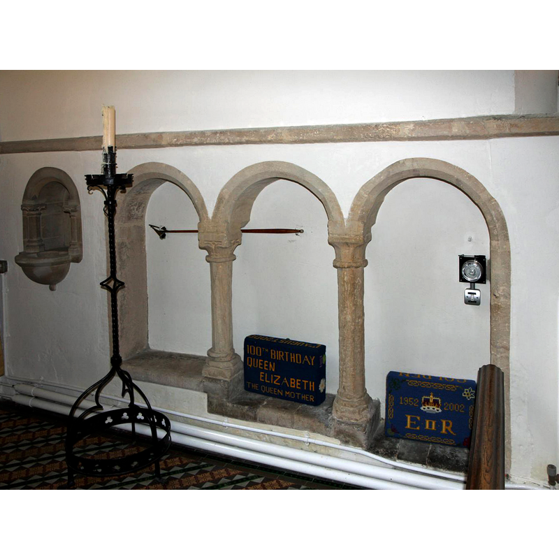 the triple sedilia is dated mid- to late-12thC