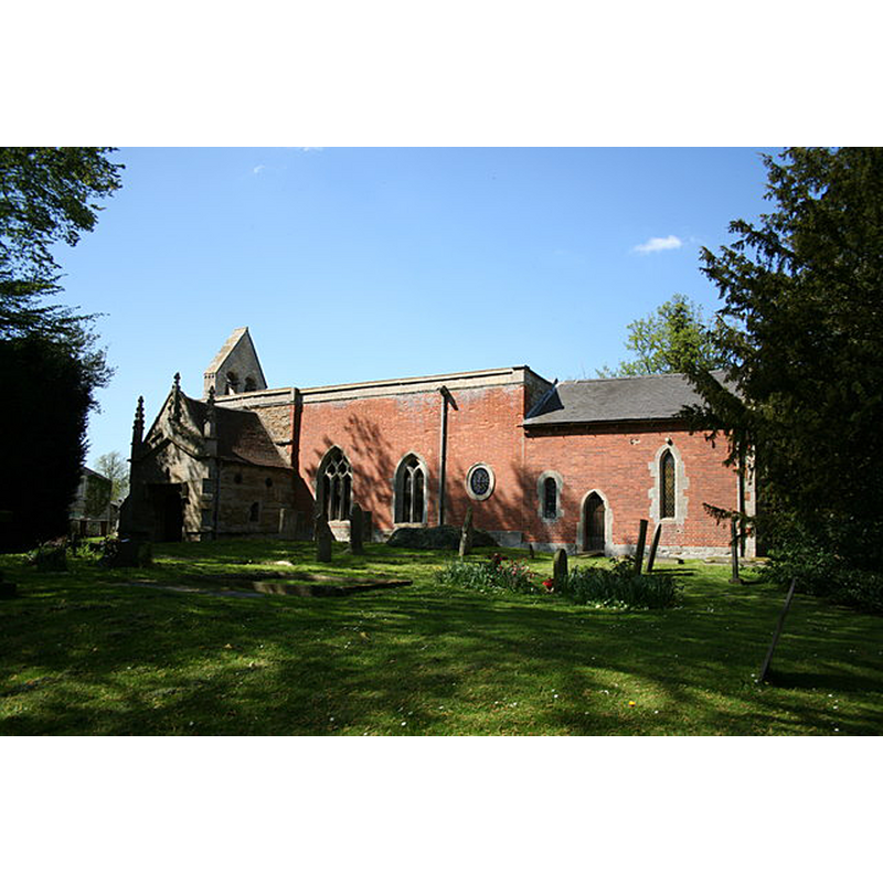 Source caption: "Holy Trinity church, West Allington, Lincs. A patchwork of medieval stone and 18th century brick, Holy Trinity has a Norman south doorway and a north arcade of c1200 and all sorts of stonework said to have come from the demolished church of East Allington. A fascinating archaeological conundrum."