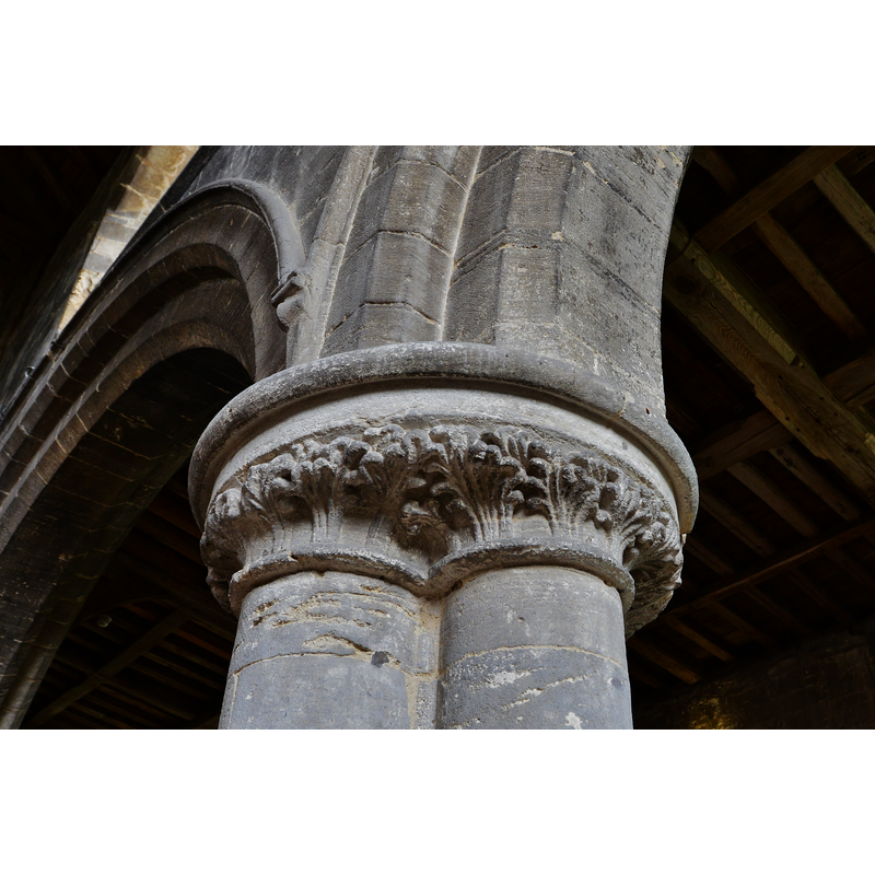 Source caption: "Whaplode, St. Mary's Church: Late c12th stiff leaf foliate capital".