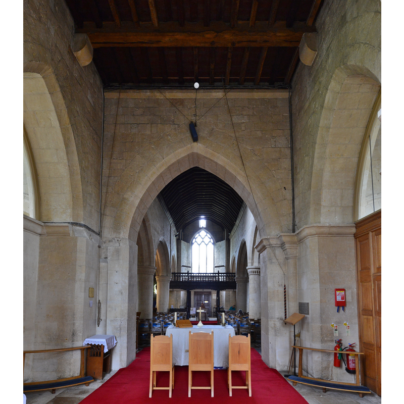 Source caption: "Bishops Cleeve, St. Michael and All Angels Church: Chancel and nave beyond".