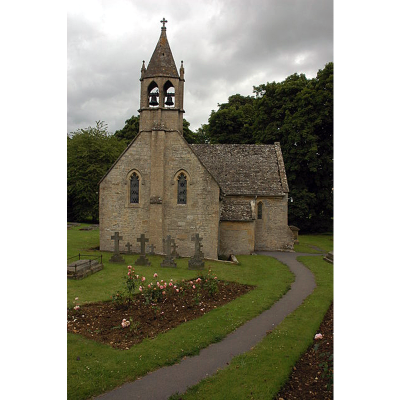 Source caption: "Shipton Oliffe church is dedicated to St Oswald, here it is viewed from the west."
