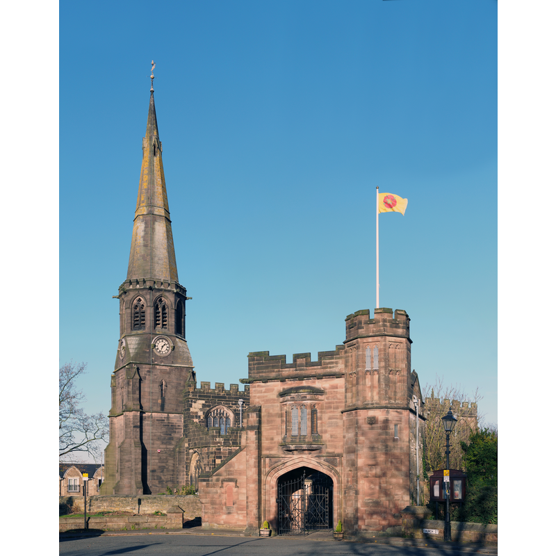 The Peace Gate in the foreground was built by public subscription inn 1926 as a memorial to the dead in the First World War.