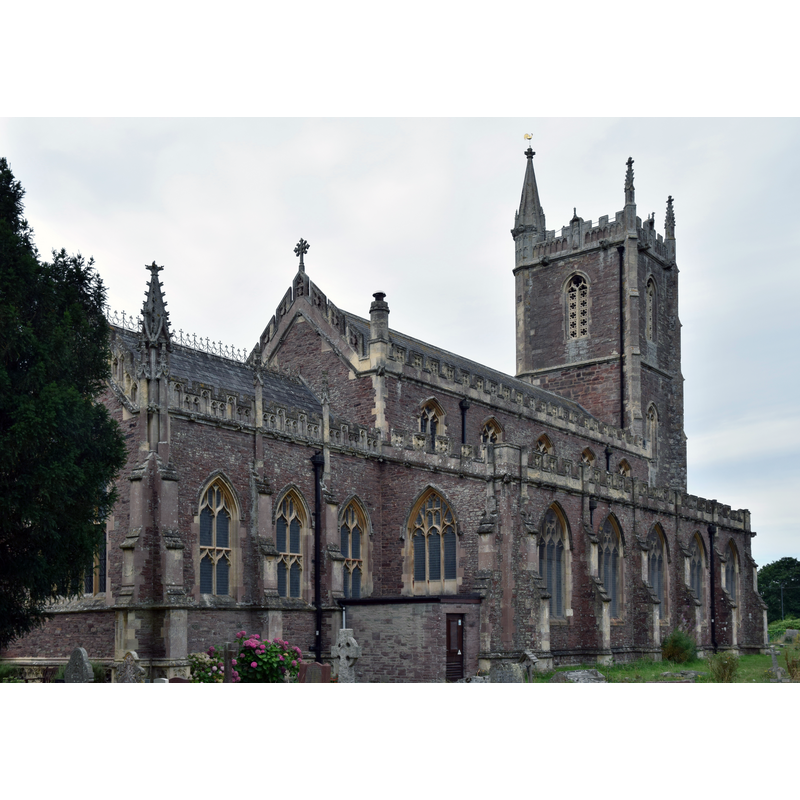 Source caption: "Frampton Cotterell Church (St. Peter), 9 August 2018. 15th Century Perpendicular tower, remainder Victorian Neo-Gothic (1858) by John Norton. Pictured is the north elevation."