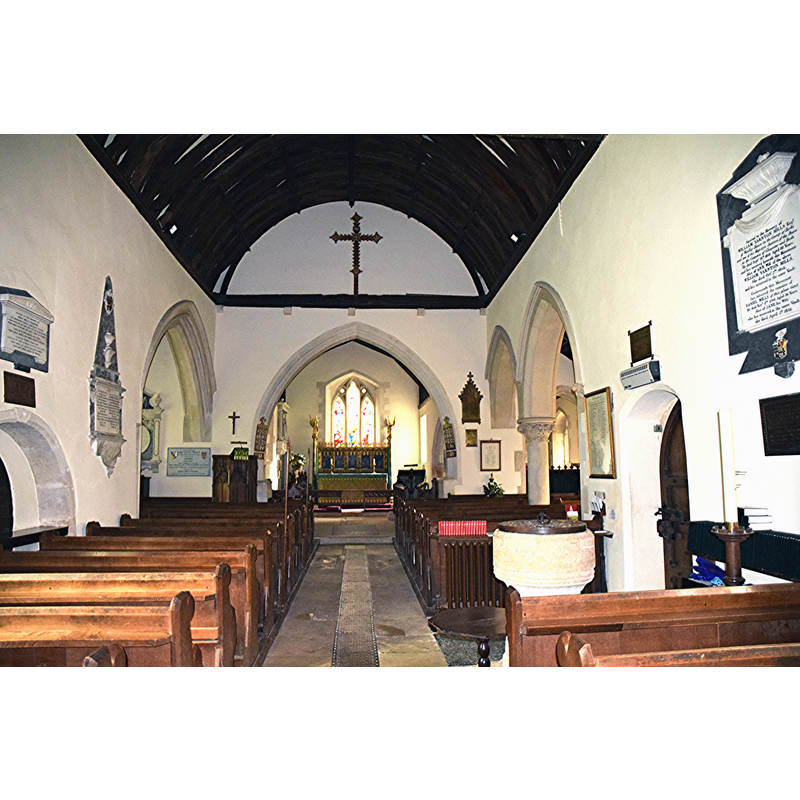 Source caption: "Miserden Church (St. Andrew), 7 September 2016. Pictured is the early 11th Century nave with the 1866 chapel arcades each side."