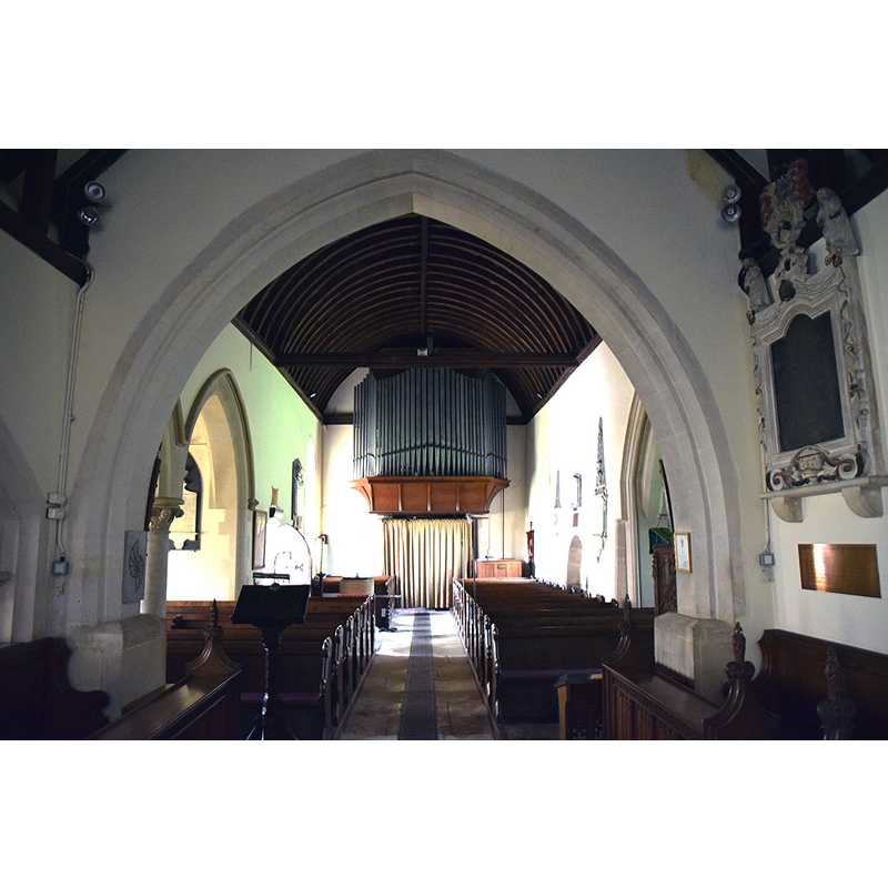 Source caption: "Miserden Church (St. Andrew), 7 September 2016. Pictured is the chancel arch enlarged in 1866 looking into the early 11th Century Saxon nave."