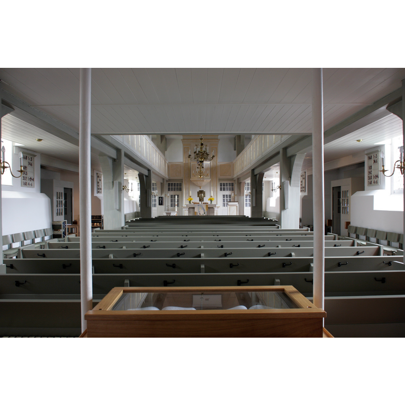 view from beneath the west gallery