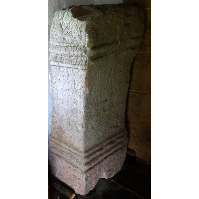 Source caption: "In the porch [...] is a Roman altar. Apparently it comes from Featherwood, 3½ miles north of the fort at Rochester, and is dedicated to Victory and Peace."
