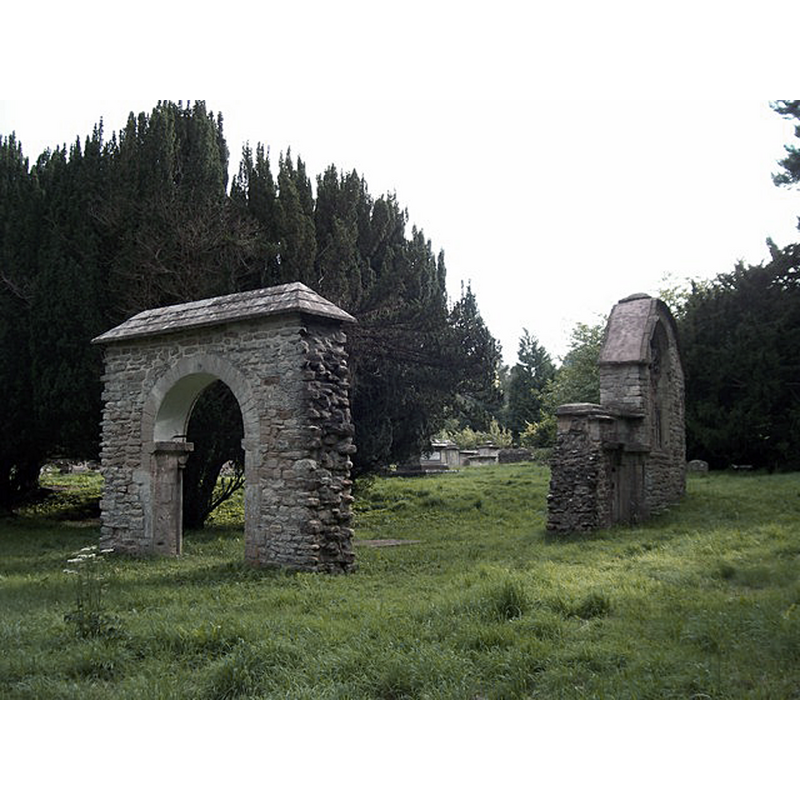 Source caption: "Ruins of Old Woodchester Church. New Church built nearby in the 1800's".