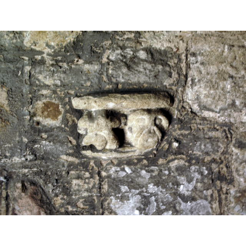 Old St Leonard's: built in 1557 with materials and some fittings from Whalley Abbey; restored 1879; vested in the Churches Conservation Trust in 1990 but still used for some services -- this may be one of the fragments from the abbey