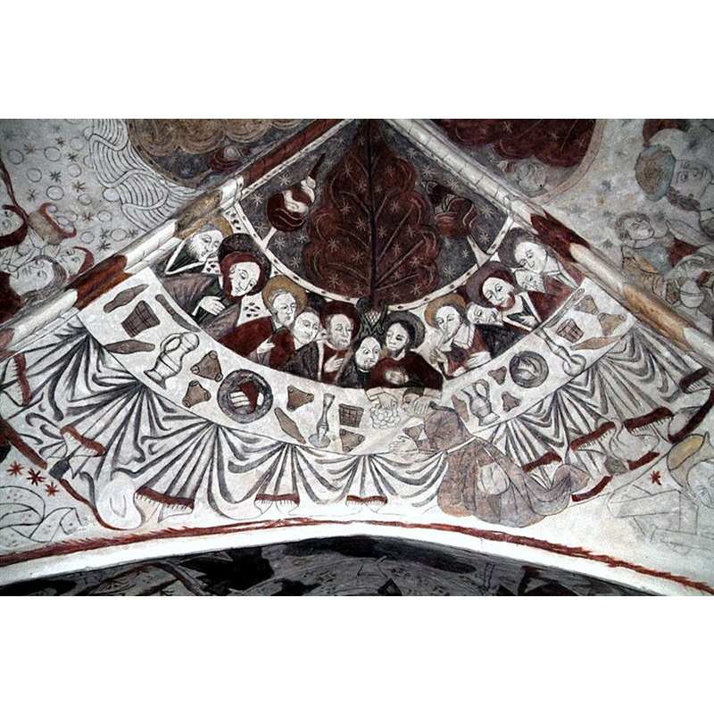 painting on the ceiling at the east end of the nave; Ebbe Olesen and Simon Pedersen, Bellingeverkstedet, 1496.