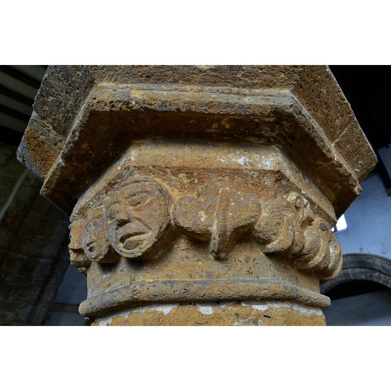 Source caption: "Walesby, All Saints Church: The unusual early c13th small head capital".