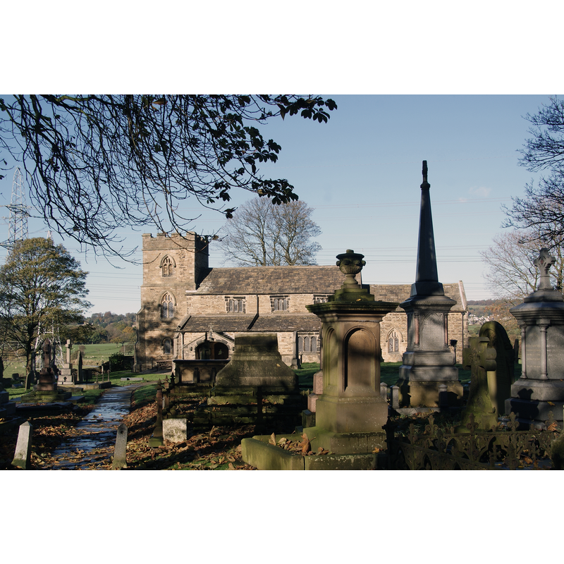 Source caption: "St James Church, Altham. The church was founded in Norman times though the earliest part of this building dates back to the 15th Century. Most of it dates from a Victorian rebuild."
EXT S PORCH digital photograph taken 15 January 2018 by Alexander P Kapp [www.geograph.org.uk/photo/660506] [accessed 14 March 2019]