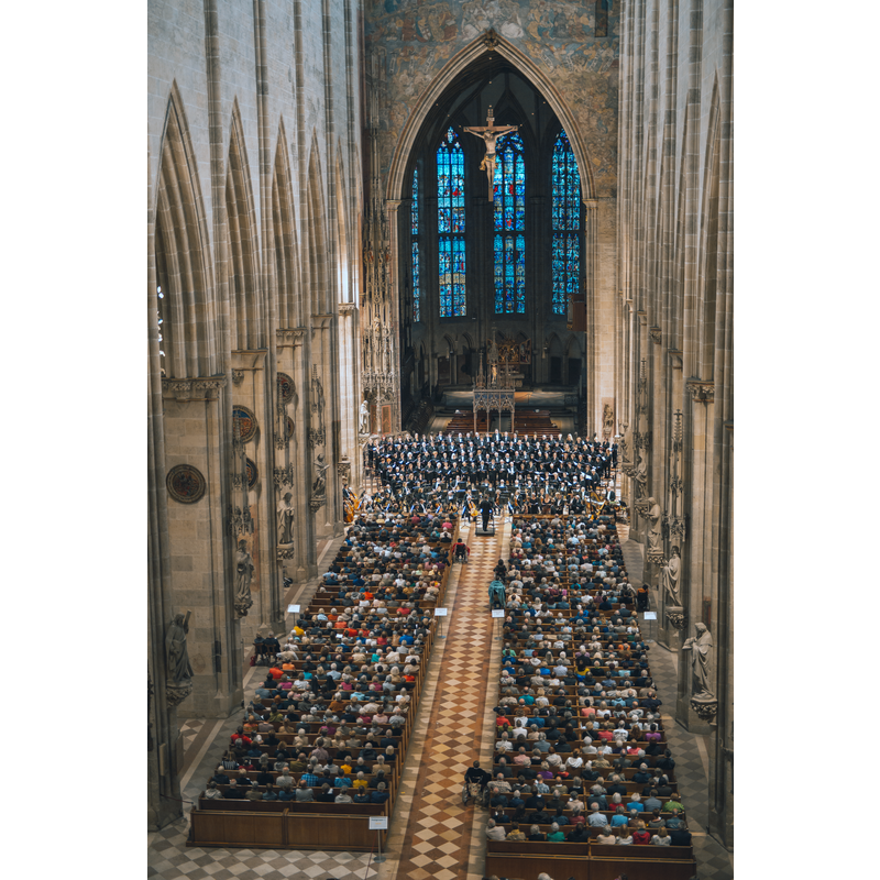 Source caption: "Motettenchor der Münsterkantorei, Philharmonisches Orchester der Stadt Ulm sowie Mitglieder des Petruschors Neu-Ulm und der Wiblinger Kantorei".
