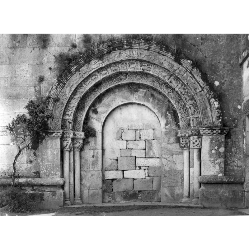 blocked west portal of the Romanesque church ca. 1954