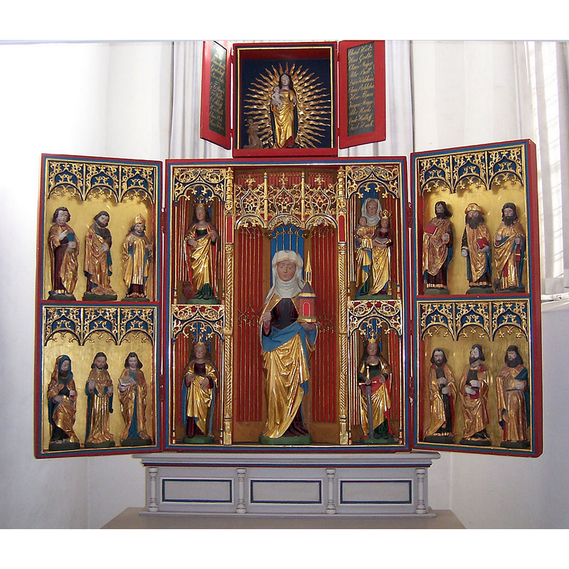 Source caption: "Stade, Kirche St. Cosmae (13.Jh), St. Gertruden-Altar (um 1500), aus der 1834 abgebrochenen Kirche St. Nicolai".
