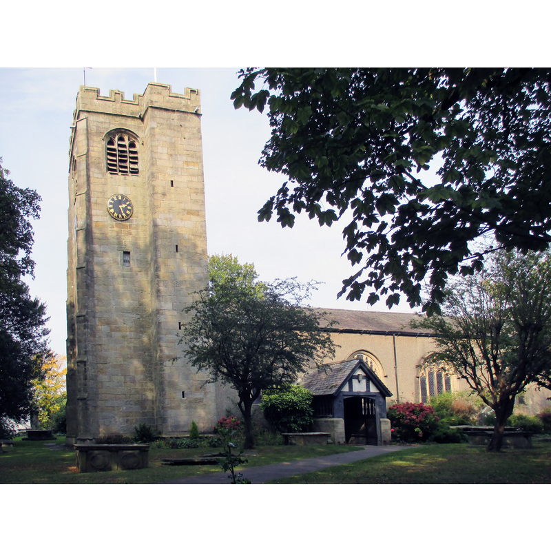 Source caption: "Nave and west tower of Holy Trinity parish church, Bolton-le-Sands, Lancashire, seen from the south".