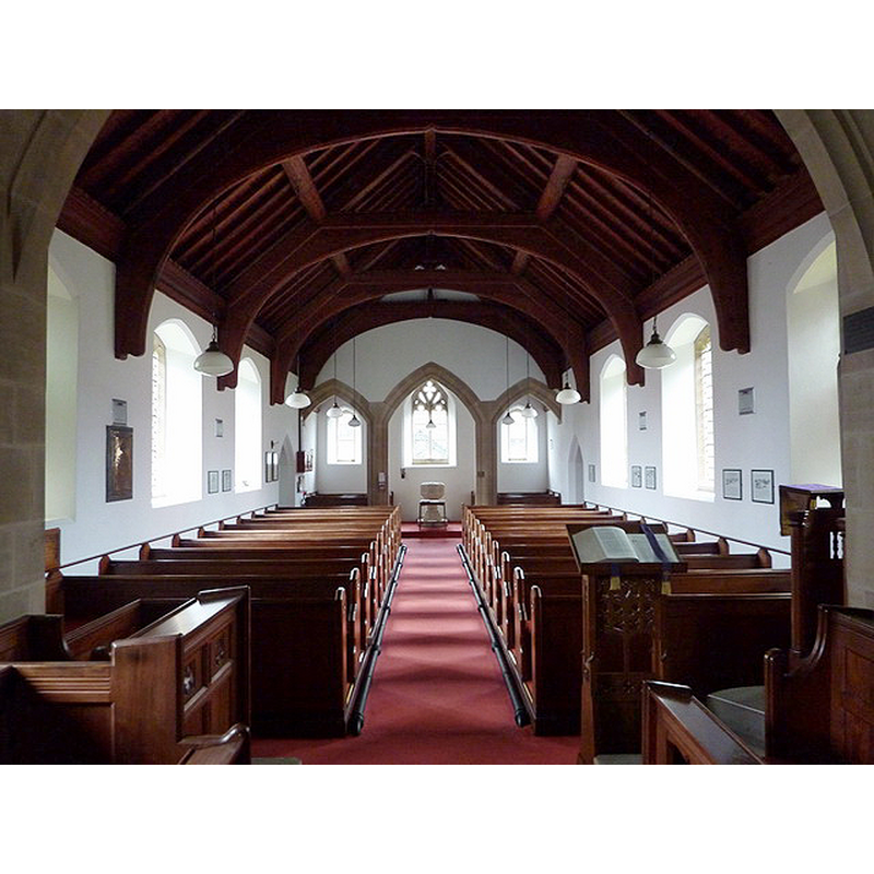 with the modern font at the far [west] end