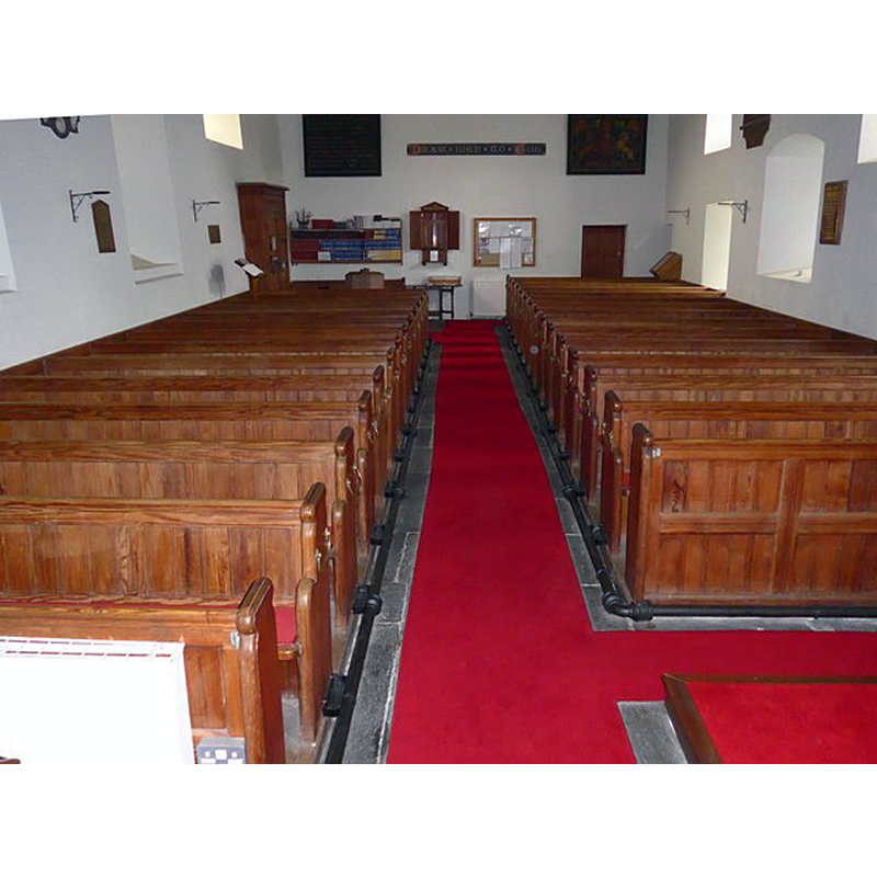 the baptismal font is partially visible at the far [west] end, left [south] side