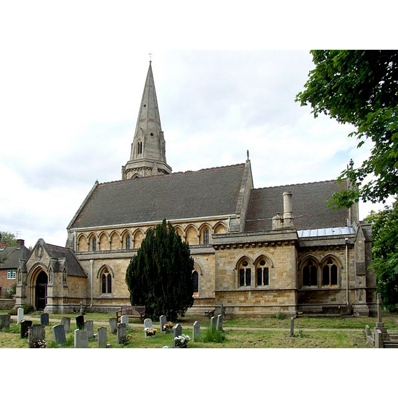 Source caption: "All Saints, Nocton. All Saints is the finest Gothic Revival church in Lincolnshire. It was designed by Sir George Gilbert Scott. Built on the site of a previous Georgian church, it was completed in 1872. Viewed from the well-kept churchyard."